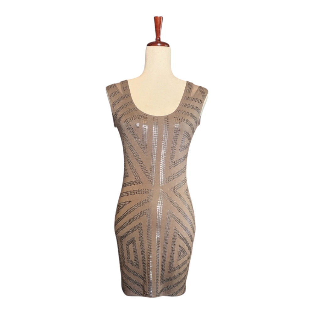 EXPRESS Geometric sequined Brown Dress, xs